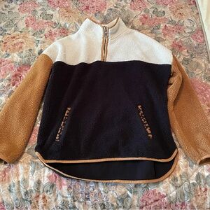 Time & Tru Womens Soft Fleece Jacket 1/4 Zip Pockets Size Large